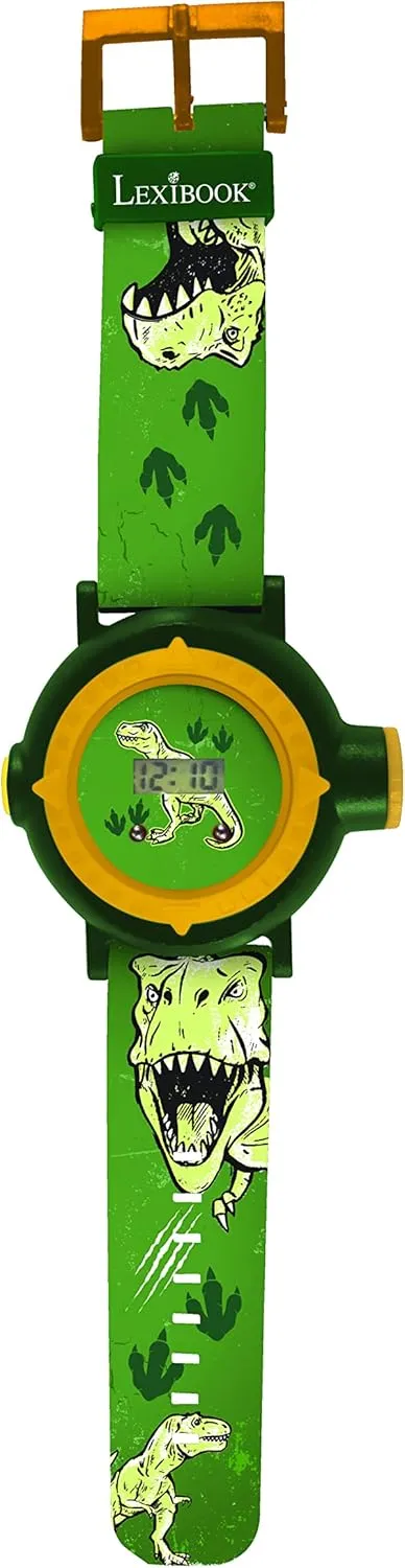 LEXiBOOK Dinosaur - Adjustable Projection Watch Digital Screen - 20 Images of Dinosaur - for Children - Green and Yellow - DMW050DINO