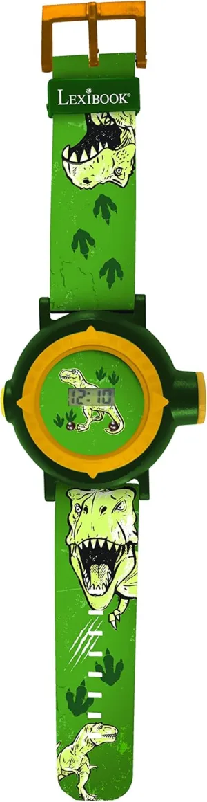 LEXiBOOK Dinosaur - Adjustable Projection Watch Digital Screen - 20 Images of Dinosaur - for Children - Green and Yellow - DMW050DINO