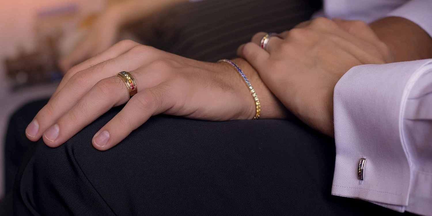 LGBT Rainbow Pride Collection Sterling Silver Rainbow Sapphire Gay and Lesbian Rings
