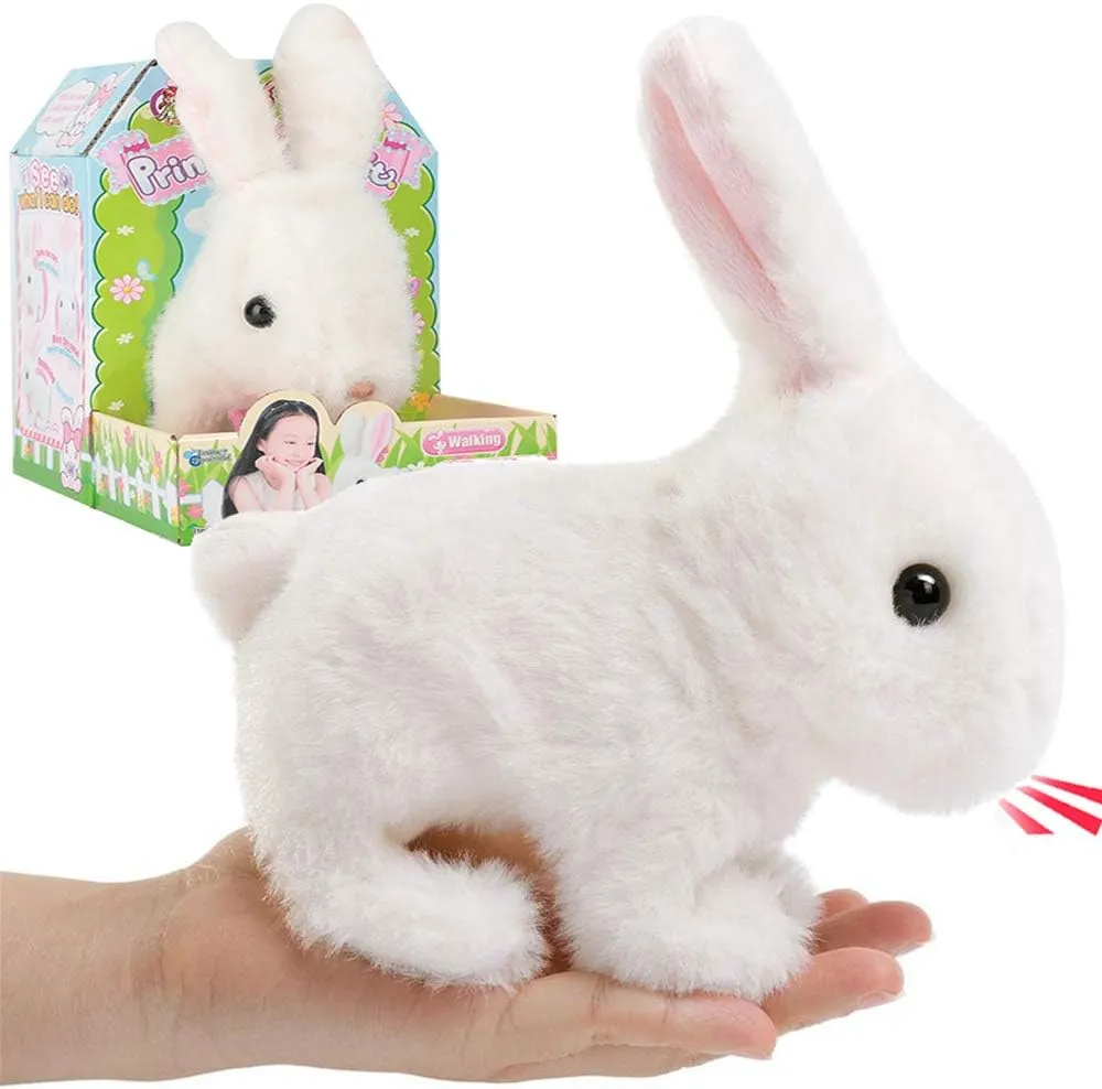 Liberty Imports Plush Bunny Rabbit Pet Electronic Toy - Walking, Hopping, Wiggle Ears, Twitch Nose, Sounds for Kids