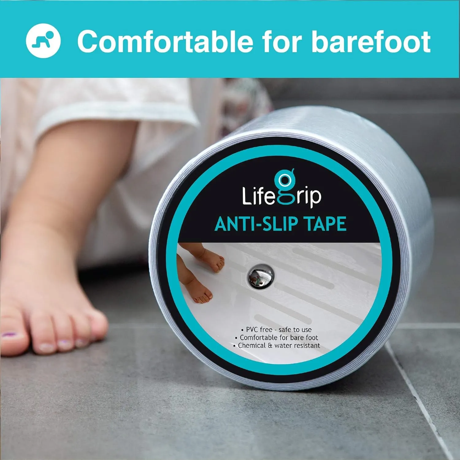LifeGrip Anti Slip Transparent Anti Slip Tape, 4 inch by 38 feet, Non-Slip Traction Grip Tape to Tubs, Boats, Stairs, Clear, Soft, Comfortable for Bare feet (4" X 38')