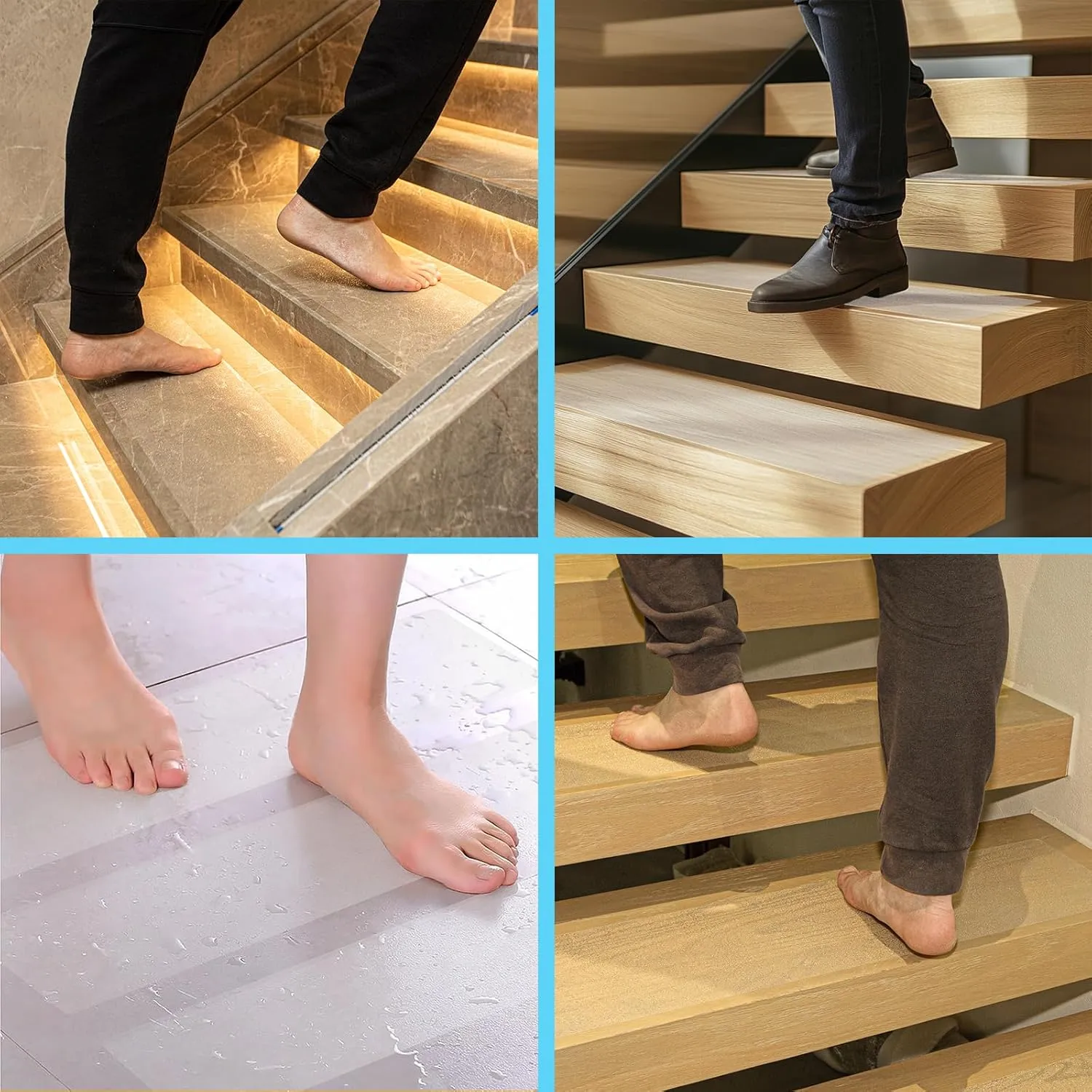 LifeGrip Stair Treads Non-Slip (15PCS), Anti Slip Transparent Stair Treads Tape for Indoor Wooden Step (8"X32"X15P-Treads)