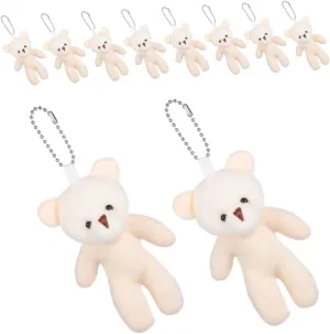 LIFKOME 20pcs Bear Doll Stuffed Portable Pendant Keychain Bear Color Little Mini Bear Plush Decorative Cute Tiny Hanging Accessories Bag Beige Pp Cotton