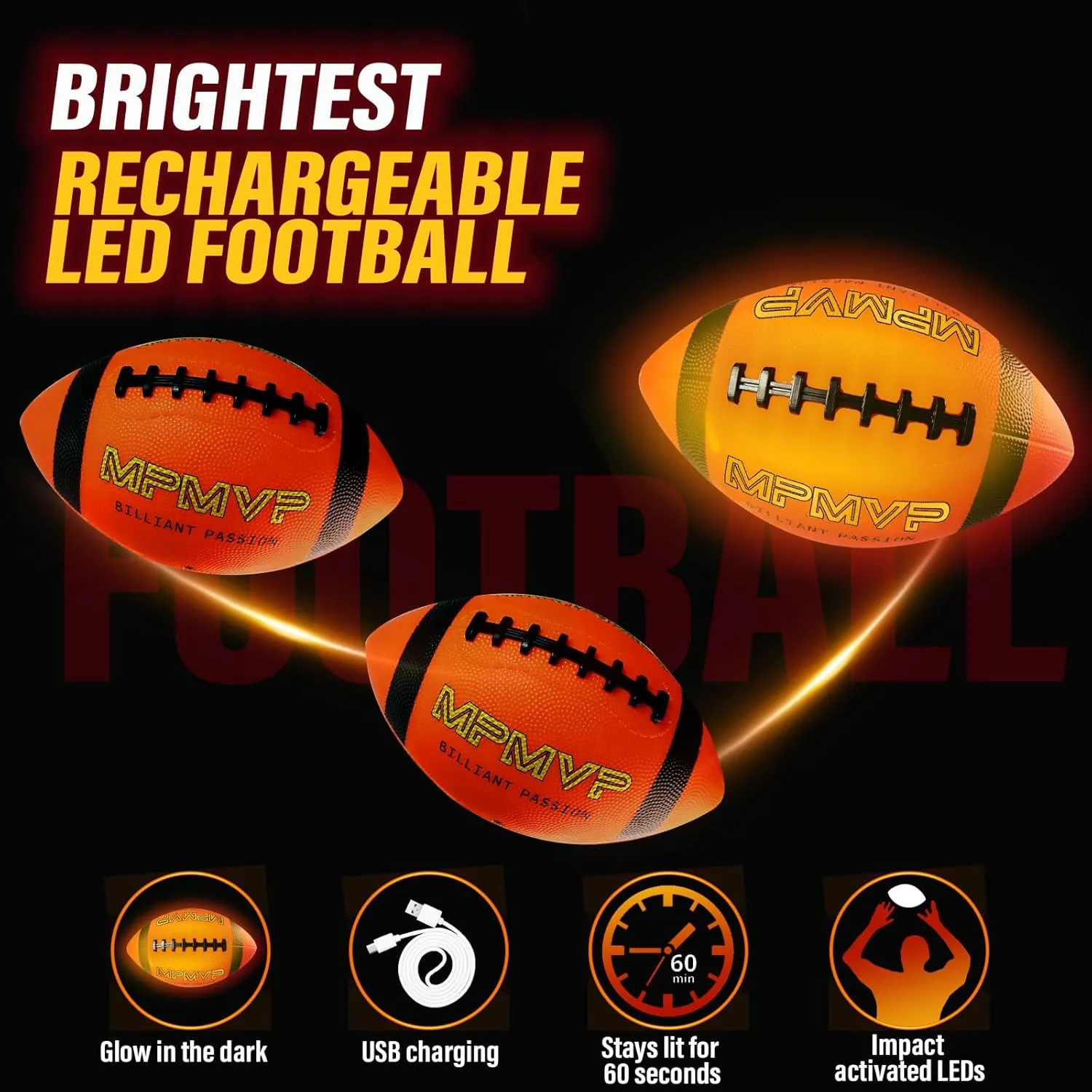 Light Up Football Boys Gifts: Rechargeable Glow Football Led Size 6 Teenage Kids Toys 8 9 10 11 12 Year Old Boy Gift Ideas Sports Outdoor Stuff Cool Youth Night Ball Games Birthday Presents Ages 8-12