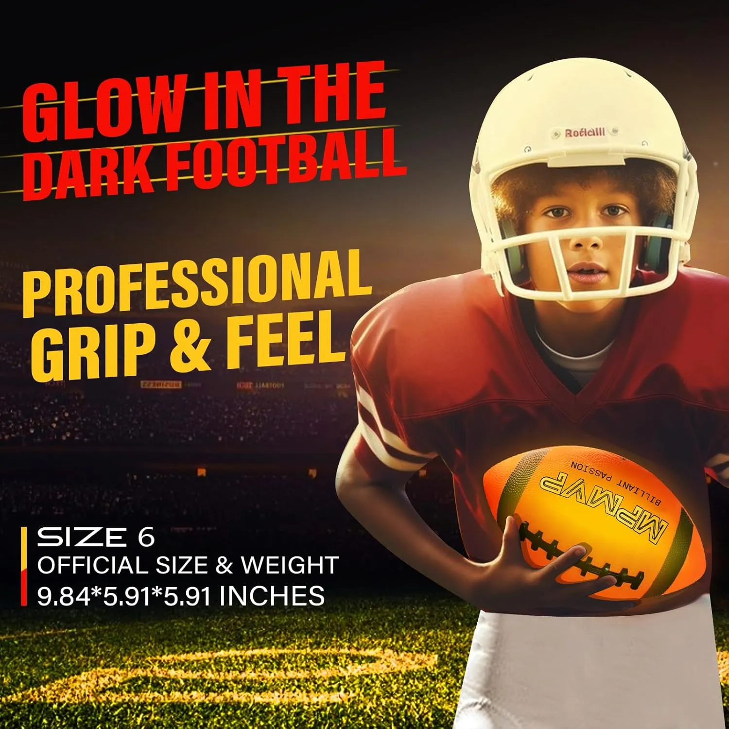 Light Up Football Boys Gifts: Rechargeable Glow Football Led Size 6 Teenage Kids Toys 8 9 10 11 12 Year Old Boy Gift Ideas Sports Outdoor Stuff Cool Youth Night Ball Games Birthday Presents Ages 8-12