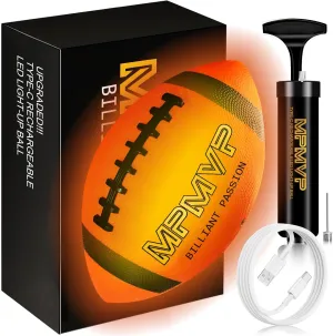 Light Up Football for Kids - Glow in The Dark Size 3 Rechargeable LED Ball for Ages 3-8 for Boys and Girls, Christmas Birthday Presents, Outdoor Games and Party