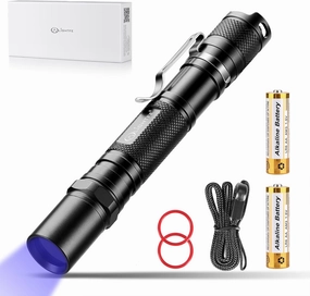 LIGHTFE Blacklight 395nm UV Flashlight UV301A-Plus with SSC UV LED, Pure Beam for UV Glue Curing Light, Rock and Mineral Fluorescent Glowing, Pet Urine Detector Light, AC Leak Detector
