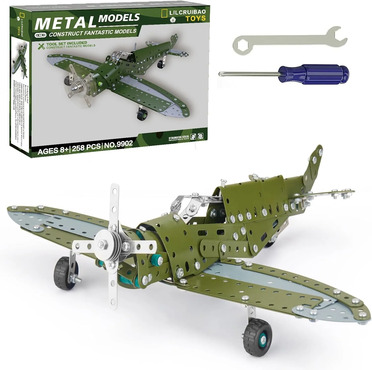 LILCRUIBAO STEM Projects for Kids Ages 8-12 12-16, 258 Pieces Erector Sets Airplane Model kit, Model Aircraft Metal Building Toys Birthday Christmas Gifts for 10-14 Year Old and Up Boys Girls Adults