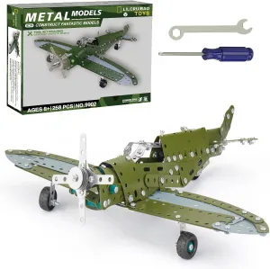 LILCRUIBAO STEM Projects for Kids Ages 8-12 12-16, 258 Pieces Erector Sets Airplane Model kit, Model Aircraft Metal Building Toys Birthday Christmas Gifts for 10-14 Year Old and Up Boys Girls Adults