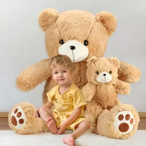 Liliful 2 Pcs Large Plush Bear Stuffed Animal 39 Inch Cute Giant Mommy and Baby Bear Toy for Birthday Gift, Light Brown