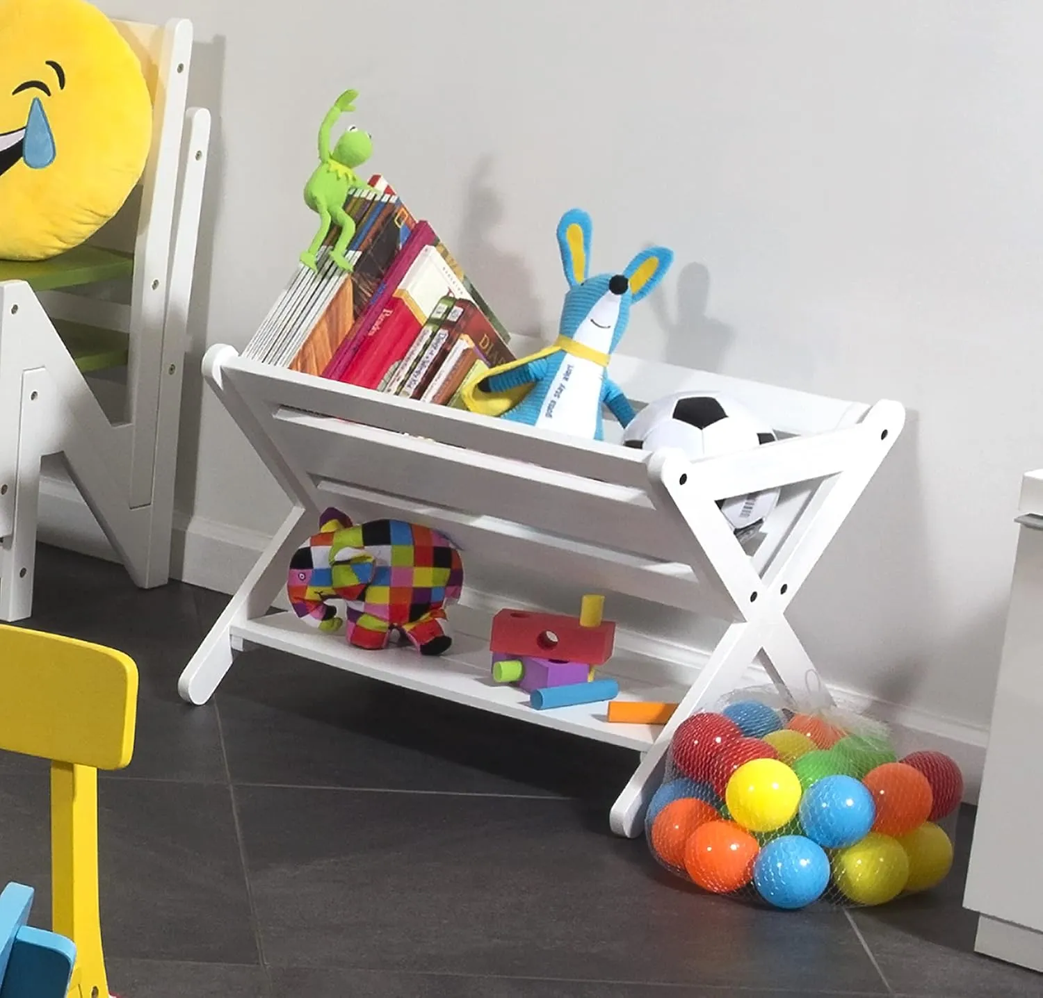 Lipper International Kids' Book Caddy with Shelf, White