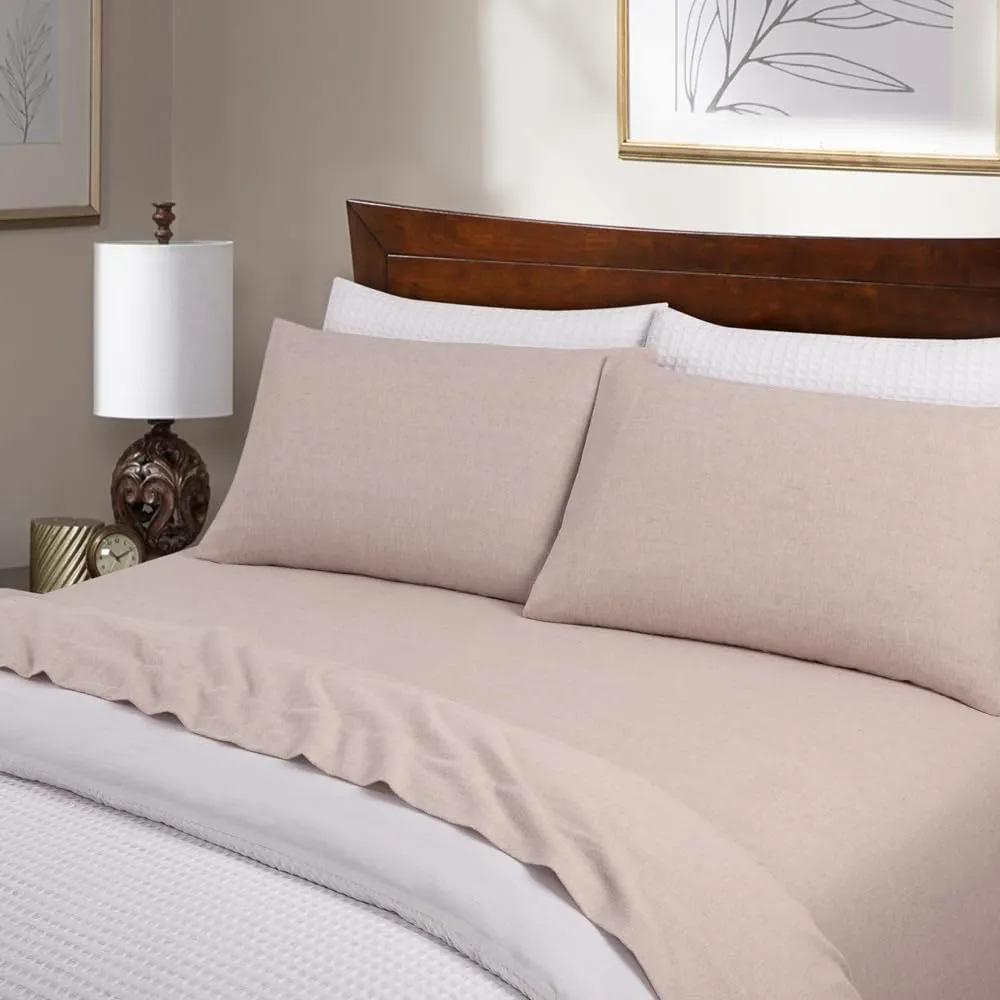Lodge & Linen Flannel Sheets Queen Size Rich Cotton -High GSM Flannel Bed Sheet Deep Pockets - Warm & Cozy Flannel Sheet Set for All Seasons (Dark Oat)