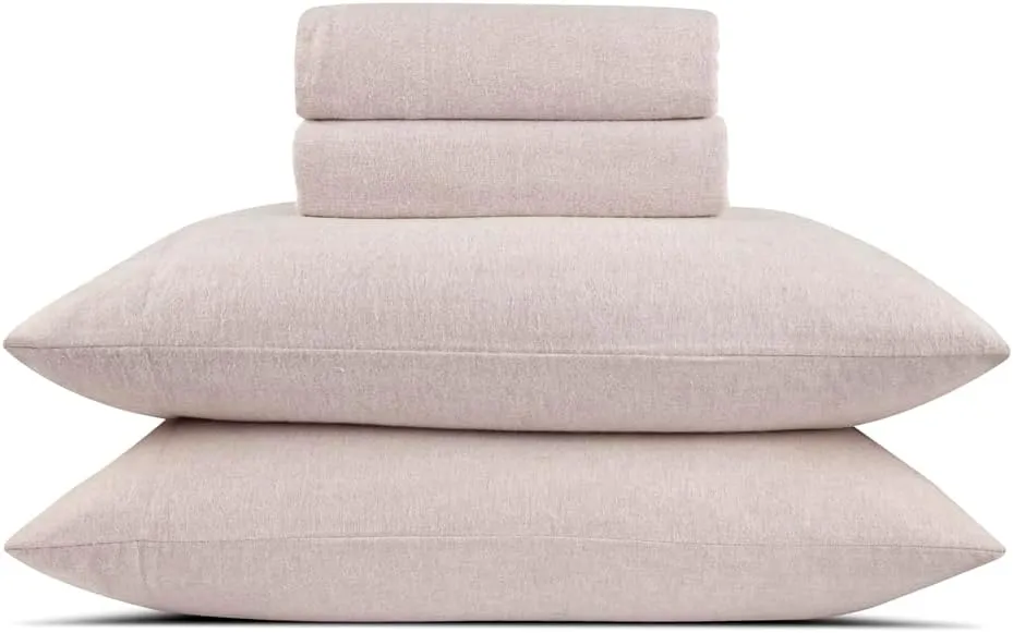 Lodge & Linen Flannel Sheets Queen Size Rich Cotton -High GSM Flannel Bed Sheet Deep Pockets - Warm & Cozy Flannel Sheet Set for All Seasons (Dark Oat)