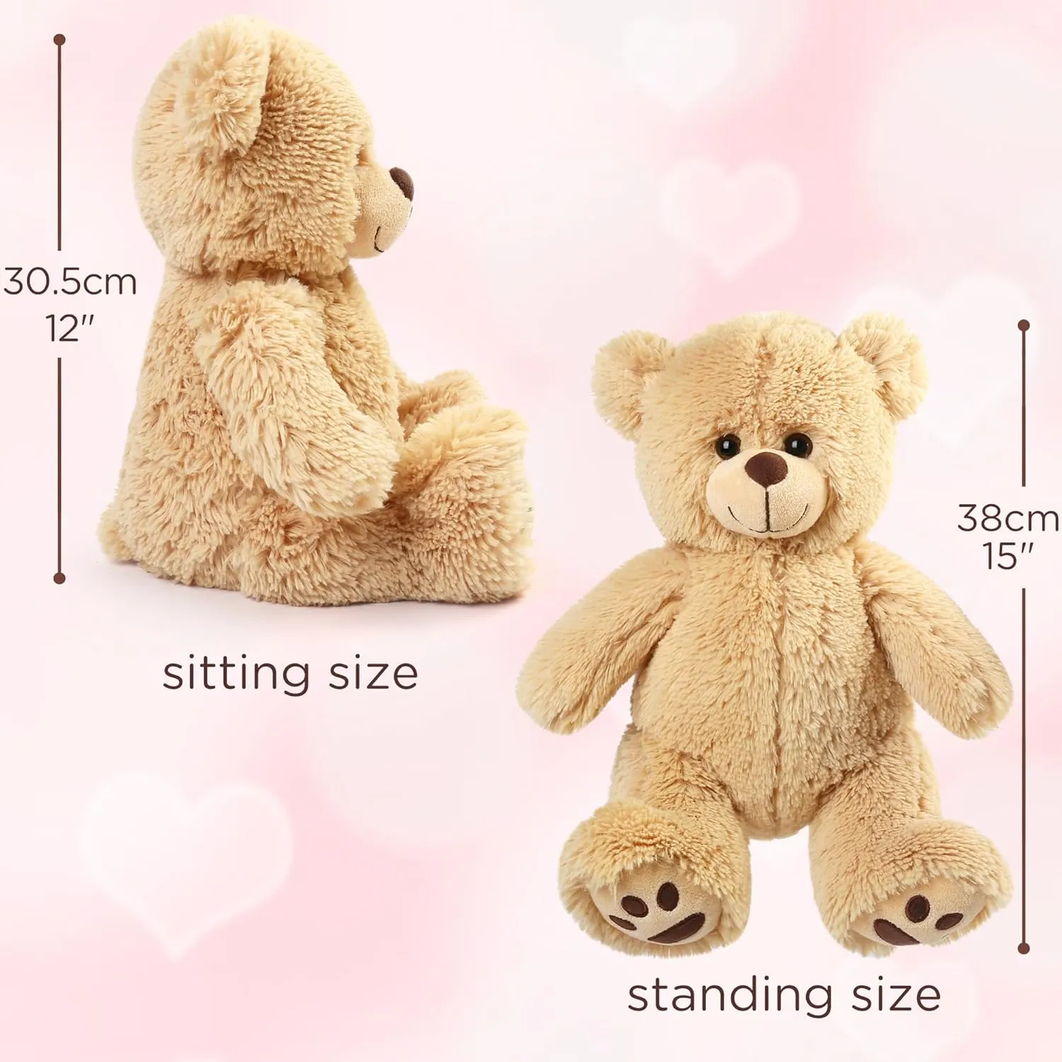 LotFancy Teddy Bear Stuffed Animal, 12 inch Brown Teddy Bear Plush Toy, Soft Plush Gifts for Kids Baby Toddlers on Baby Shower, Easter Decorations