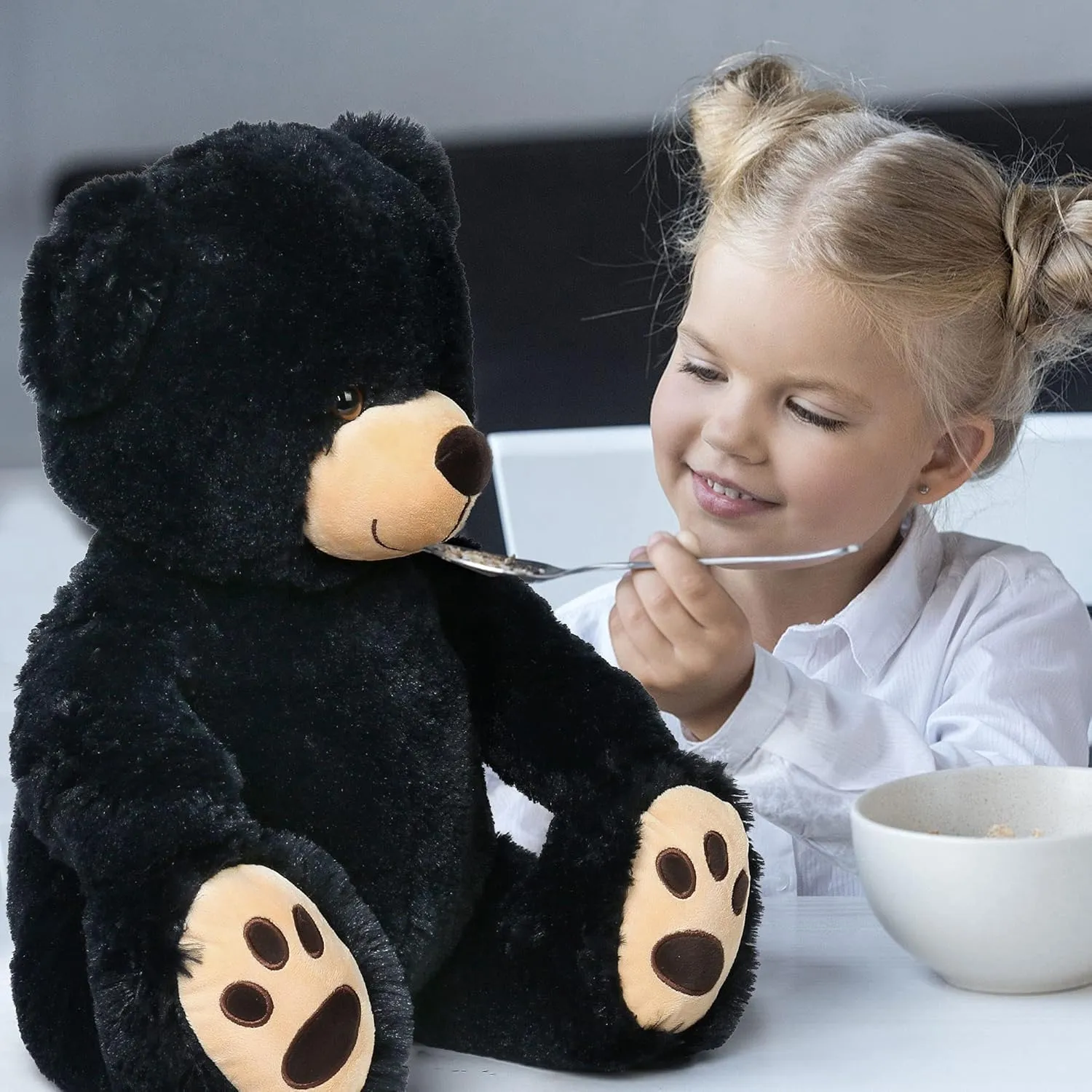 LotFancy Teddy Bear Stuffed Animals, 20 inch Soft Cuddly Plush Black Bear, Cute Toy with Footprints, Gift for Kids Baby Toddlers on Baby Shower, Birthday, Christmas, Easter Decoration