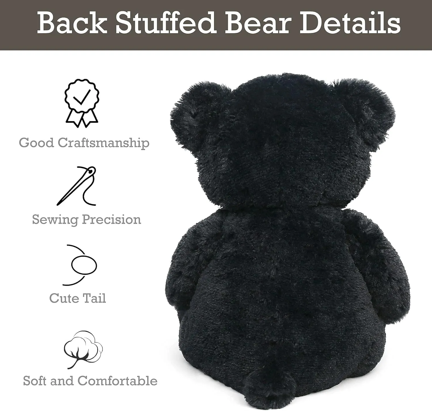 LotFancy Teddy Bear Stuffed Animals, 20 inch Soft Cuddly Plush Black Bear, Cute Toy with Footprints, Gift for Kids Baby Toddlers on Baby Shower, Birthday, Christmas, Easter Decoration