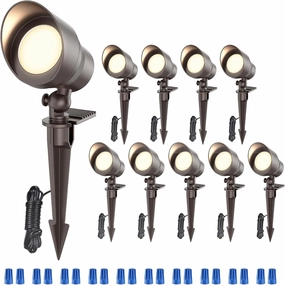Low Voltage Spot Lights - 5W Low Voltage Landscape Lighting, 12-24V LED Landscaping Spotlight, 3CCT Landscape Spotlight Outdoor for Garden Yard Tree Lighting, ETL Listed, 10 Pack
