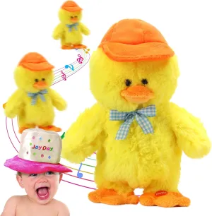 LUKETURE Talking Singing Duck Toy, Infant Dancing Crawling Musical Toy, Mimicking Repeats What You Say, Walking Duck Stuffed Animal Plush Gifts for Toddlers 1-3