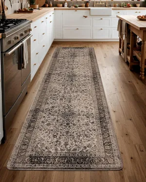 LUMI 2025 Upgraded Anti-Fatigue Cushioned Kitchen Mat for Floor, Non-Slip Padded Runners for Standing, Comfort PVC Rugs for Desk Office, Sink, Laundr, 24"x87", Khaki