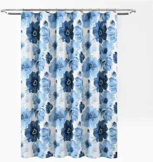 Lush Decor Leah Floral Shower Curtain, 72" W x 72" L, Navy & White - Pretty Blue Shower Curtain - Spring Decor - Colorful Blooming Flowers - Country Cottage & Farmhouse Bathroom Decor