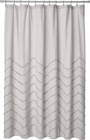 Lush Decor Light-Gray Chenille Chevron Shower Curtain for Bathroom (72" x 72"), Light Gray