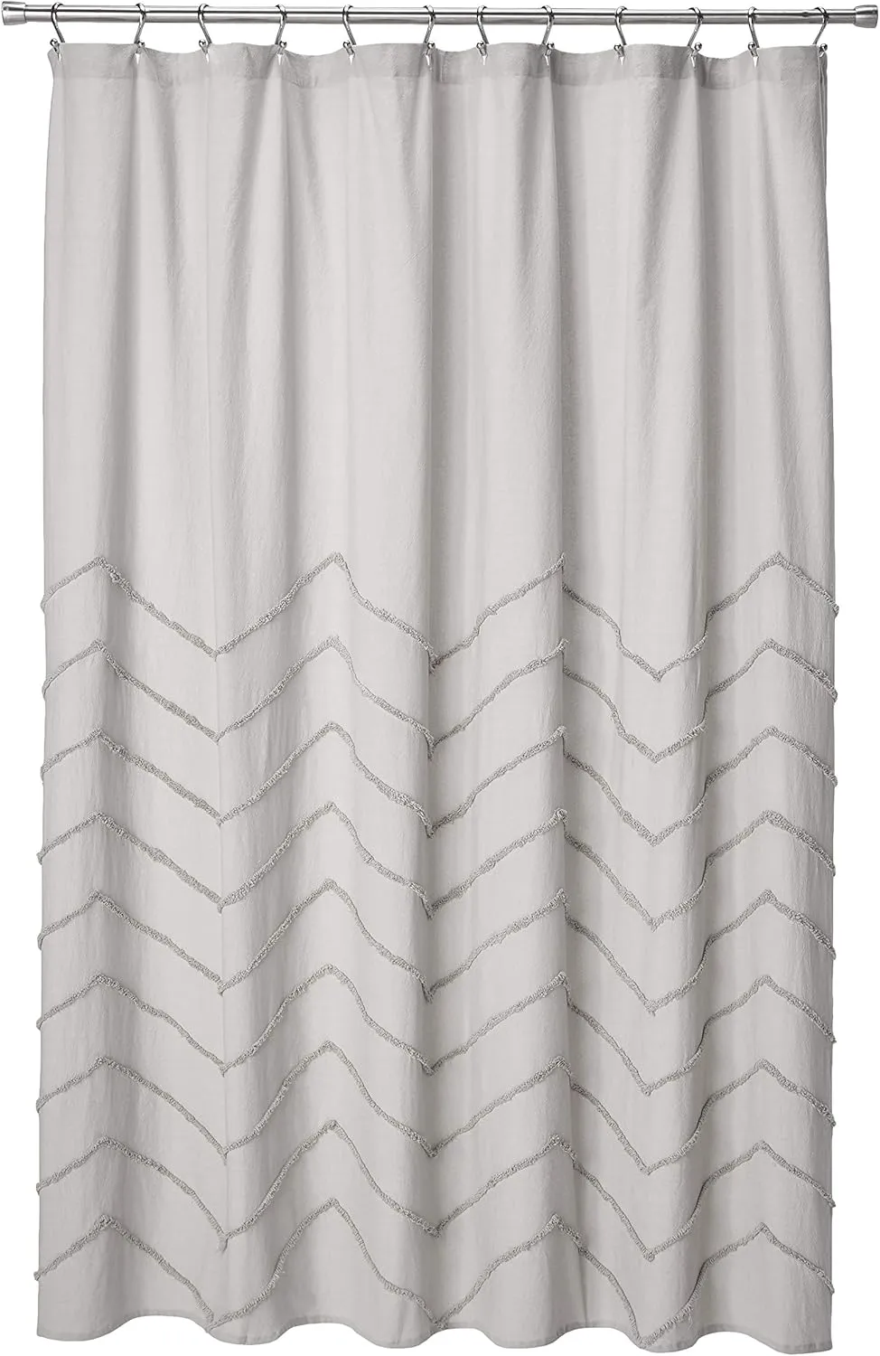 Lush Decor Light-Gray Chenille Chevron Shower Curtain for Bathroom (72" x 72"), Light Gray