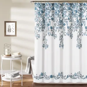 Lush Decor Tanisha Shower Curtain, 72" W x 72" L, Blue & Gray - Light Blue Flower Vine Print - Beautiful & Elegant Floral Shower Curtain - Modern Farmhouse, Cottage & French Country Bathroom Decor