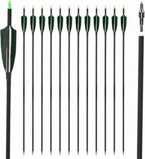 LWANO 30" Carbon Arrows-Archery Target Practice Hunting Arrows with 4" Turkey Feather Spine 500 for Recurve & Long Bow(Pack of 12)