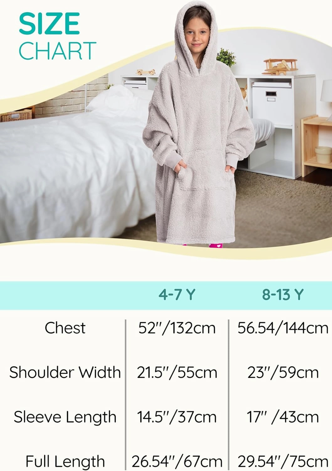 Mad Dog Kids Blanket Hoodie - Wearable Blankets with Cozy Sleeves, Soft Fleece & Sherpa Designs, for Boys & Girls, Ages 4-13