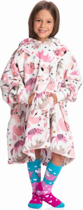 Mad Dog Kids Blanket Hoodie - Wearable Blankets with Cozy Sleeves, Soft Fleece & Sherpa Designs, for Boys & Girls, Ages 4-13