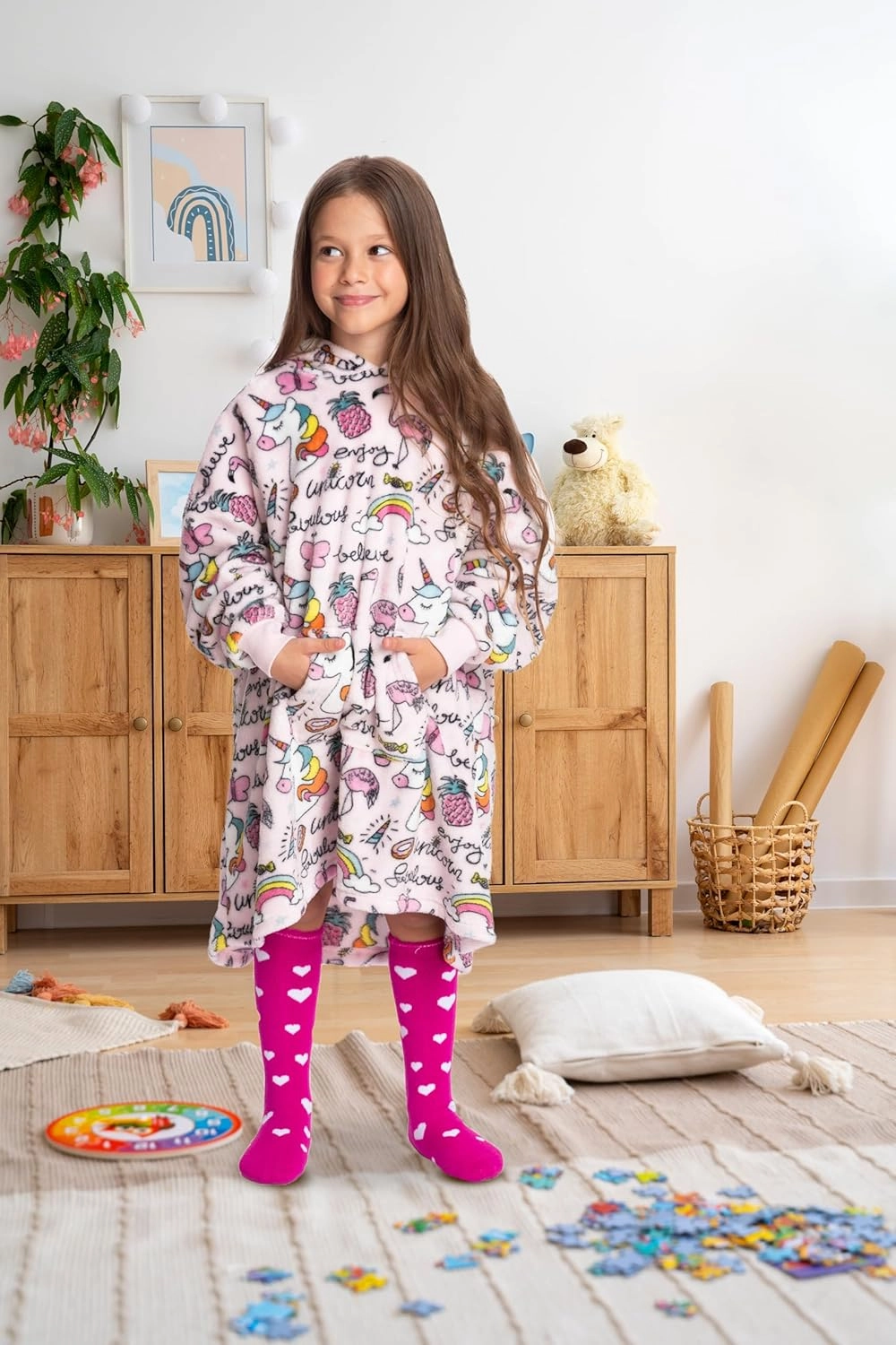Mad Dog Kids Blanket Hoodie - Wearable Blankets with Cozy Sleeves, Soft Fleece & Sherpa Designs, for Boys & Girls, Ages 4-13