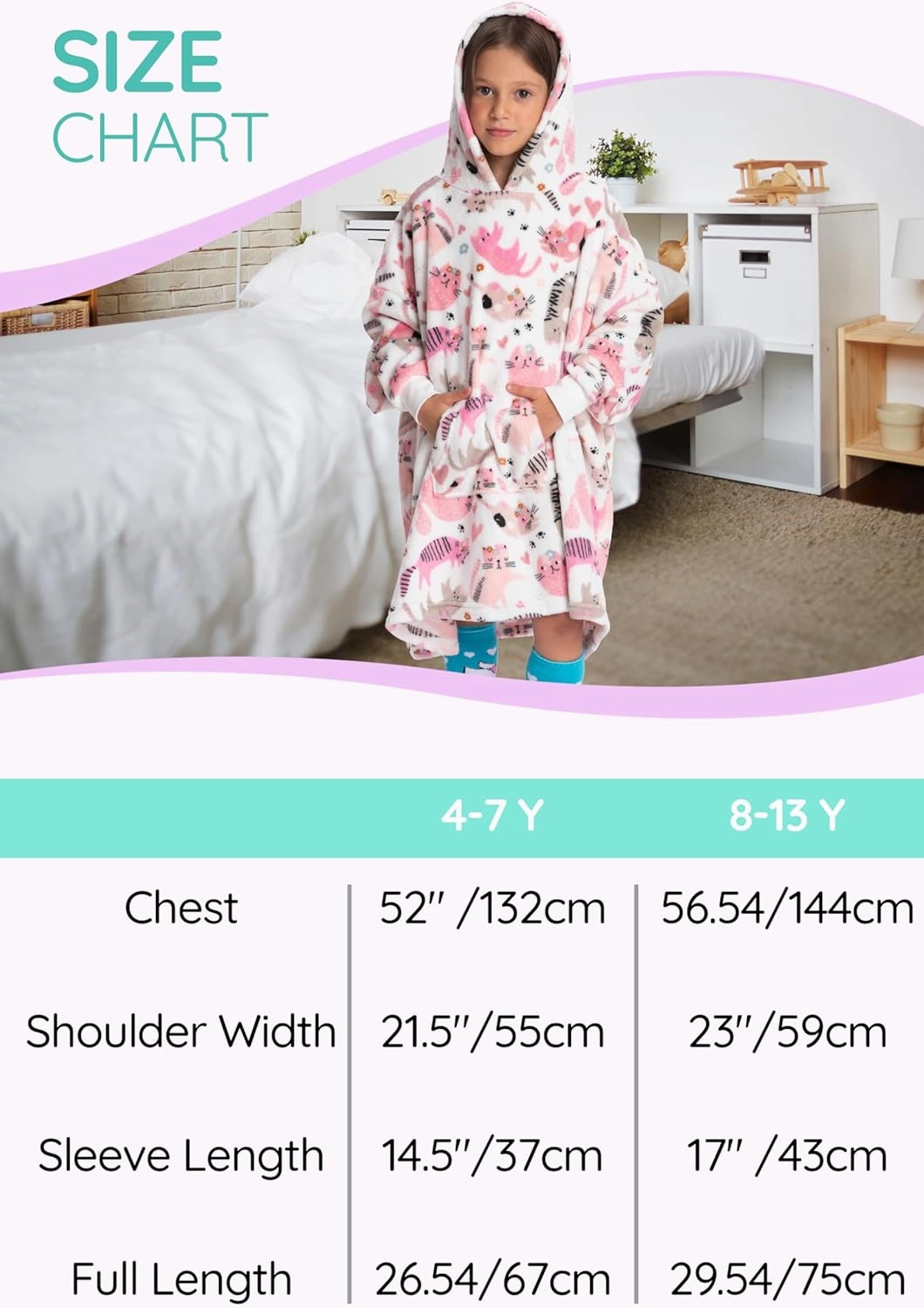 Mad Dog Kids Blanket Hoodie - Wearable Blankets with Cozy Sleeves, Soft Fleece & Sherpa Designs, for Boys & Girls, Ages 4-13