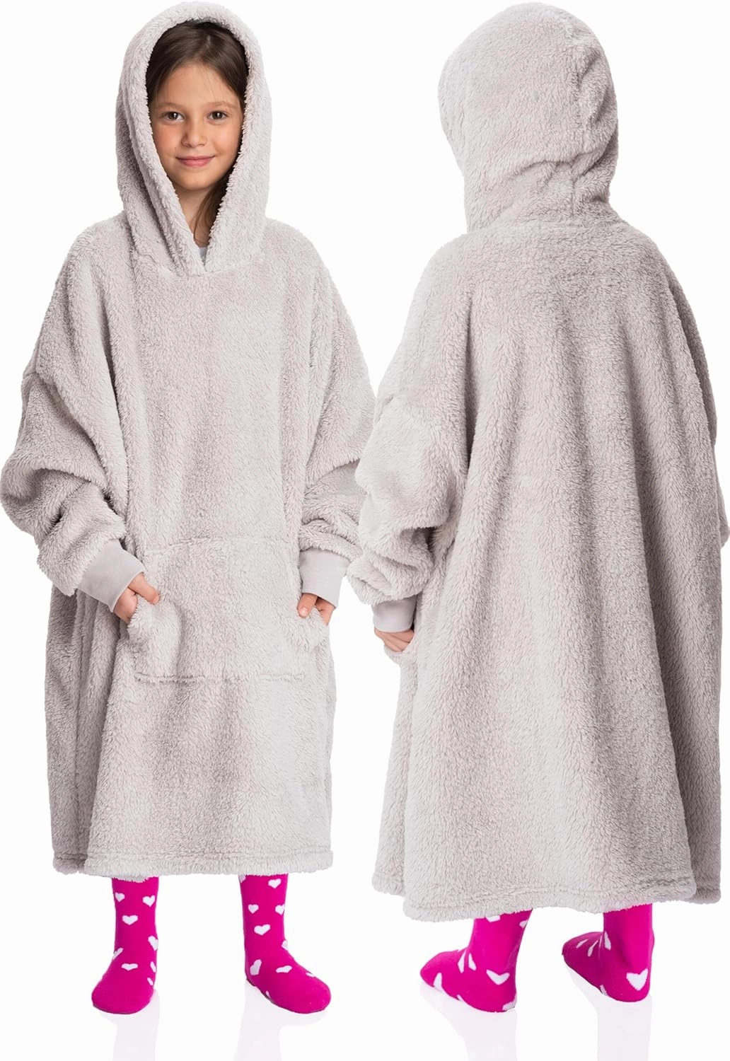 Mad Dog Kids Blanket Hoodie - Wearable Blankets with Cozy Sleeves, Soft Fleece & Sherpa Designs, for Boys & Girls, Ages 4-13