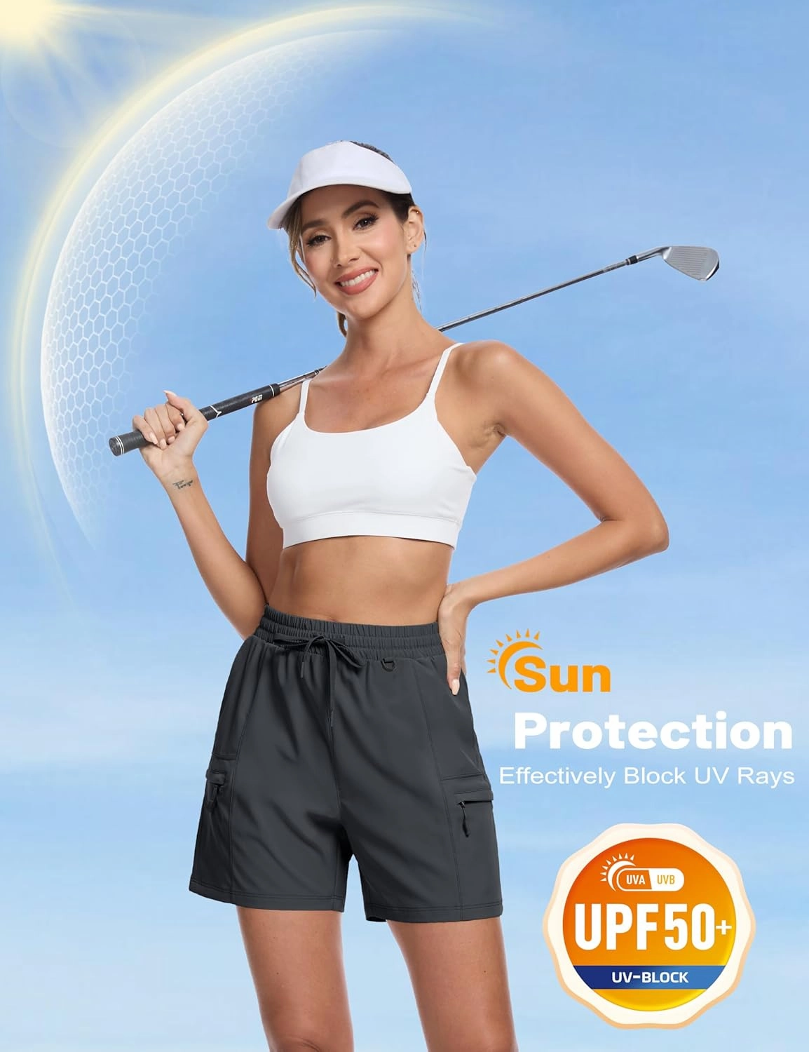 MAGCOMSEN Women's 5" Hiking Cargo Shorts UPF 50  Lightweight Quick Dry Summer Golf Athletic Casual Shorts 4 Pockets