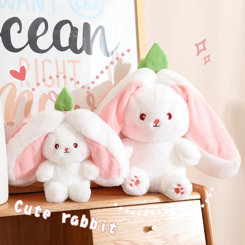 Magical Carrot to Rabbit Transformation - 18CM Cute Bunny Plush Toy with Long Ears, a Kawaii Kids' Must-Have