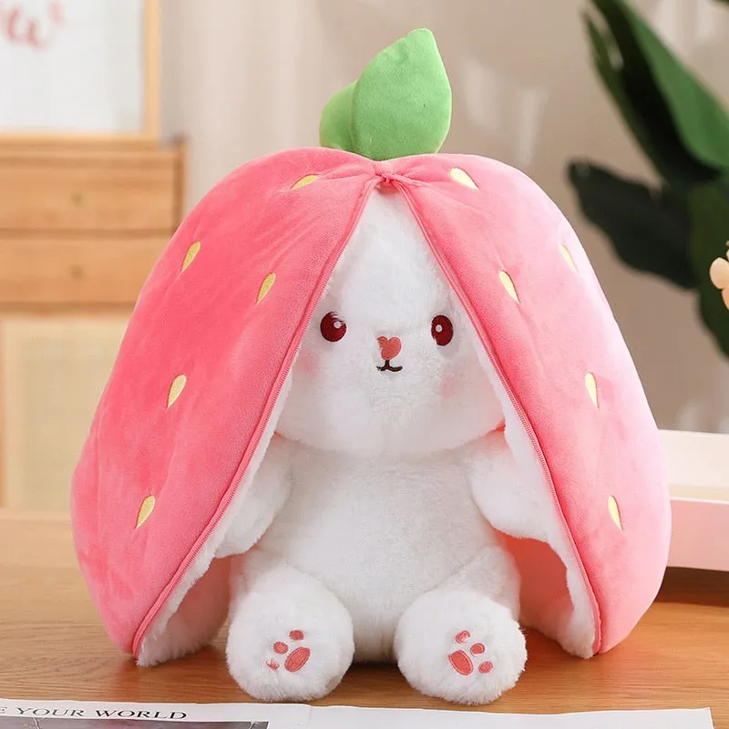 Magical Carrot to Rabbit Transformation - 18CM Cute Bunny Plush Toy with Long Ears, a Kawaii Kids' Must-Have