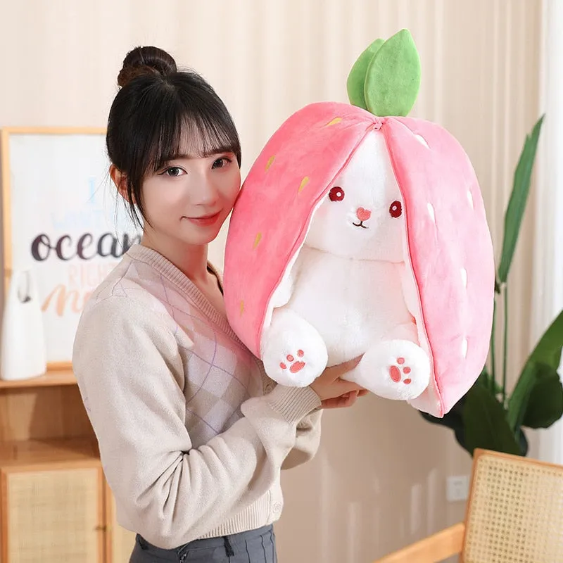 Magical Carrot to Rabbit Transformation - 18CM Cute Bunny Plush Toy with Long Ears, a Kawaii Kids' Must-Have