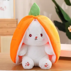Magical Carrot to Rabbit Transformation - 18CM Cute Bunny Plush Toy with Long Ears, a Kawaii Kids' Must-Have