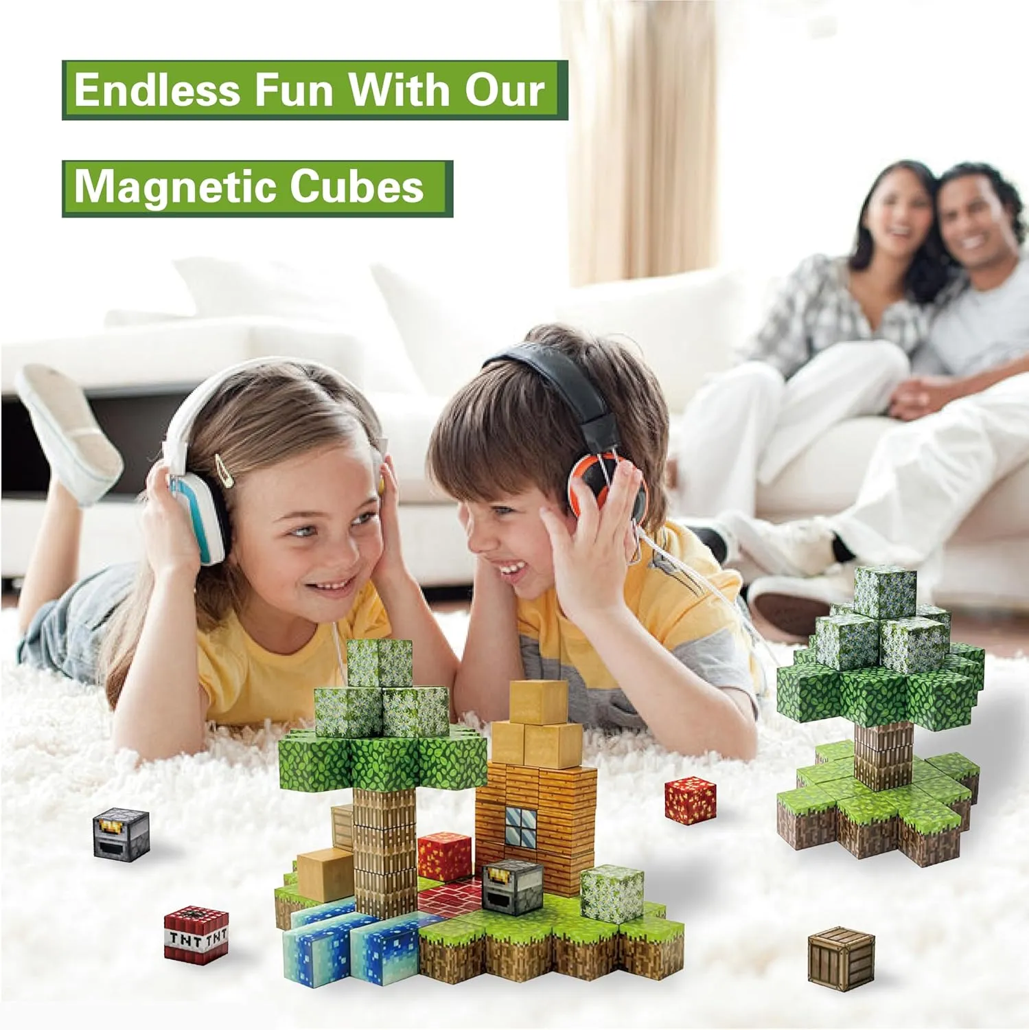 Magnetic Blocks - 100PCS Build Mine Magnet World Set, Educational Magnetic Tiles Building Toys for Boys & Girls, STEM Sensory Toys for Toddlers Kids Age 3 