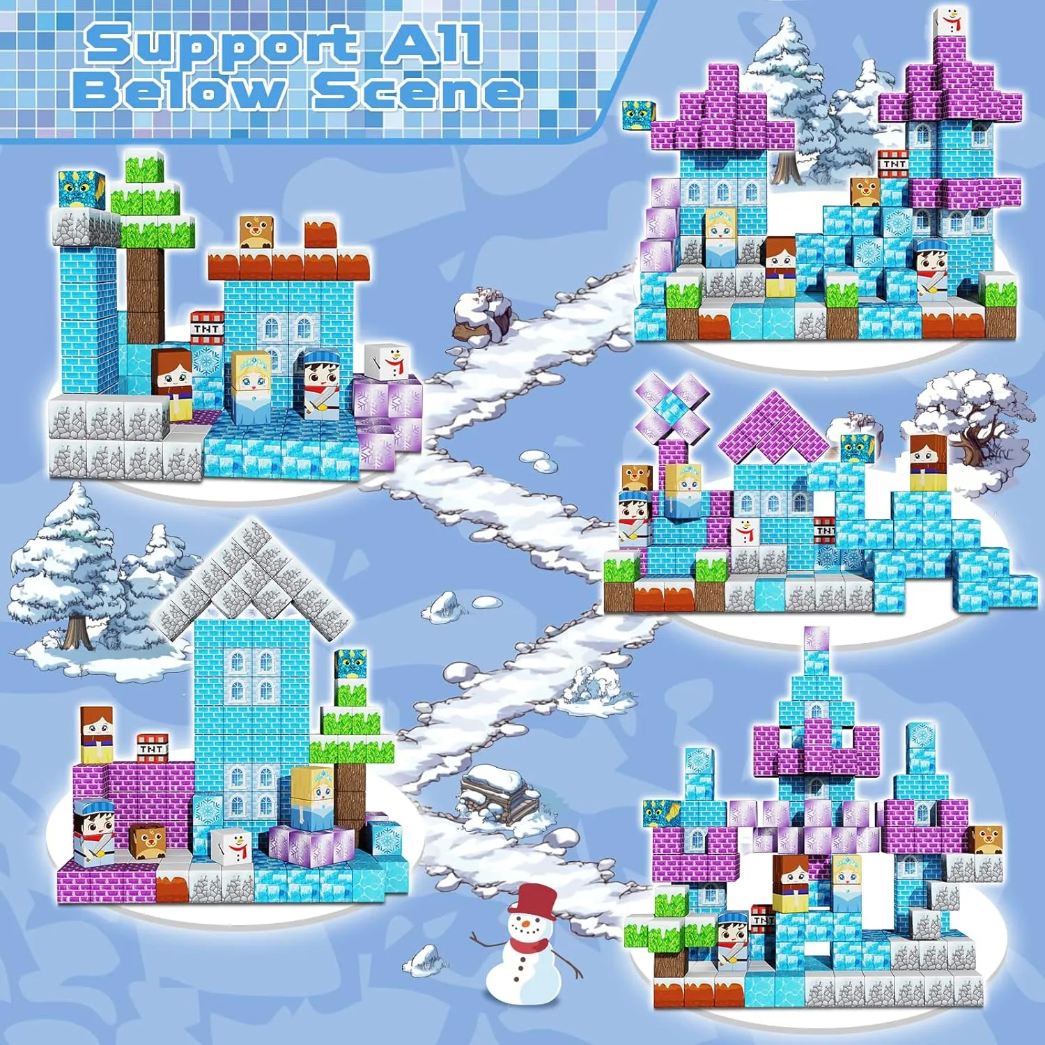 Magnetic Blocks - 150PCS Magnetic Blocks Build Ice Castle - Magnetics Toys for Montessori Toddler Christmas Birthday Gifts - STEM Sensory Toys for 3 4 5 6 7 8 9 10 Year Old Girls