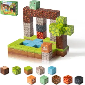 Magnetic Blocks Building Toys for Kids Ages 3 ,Build 3D Magnetic Building Blocks Set Upgraded Learning Kit Kids Build Cubes, Montessori Sensory Toys & Educational(46pcs)