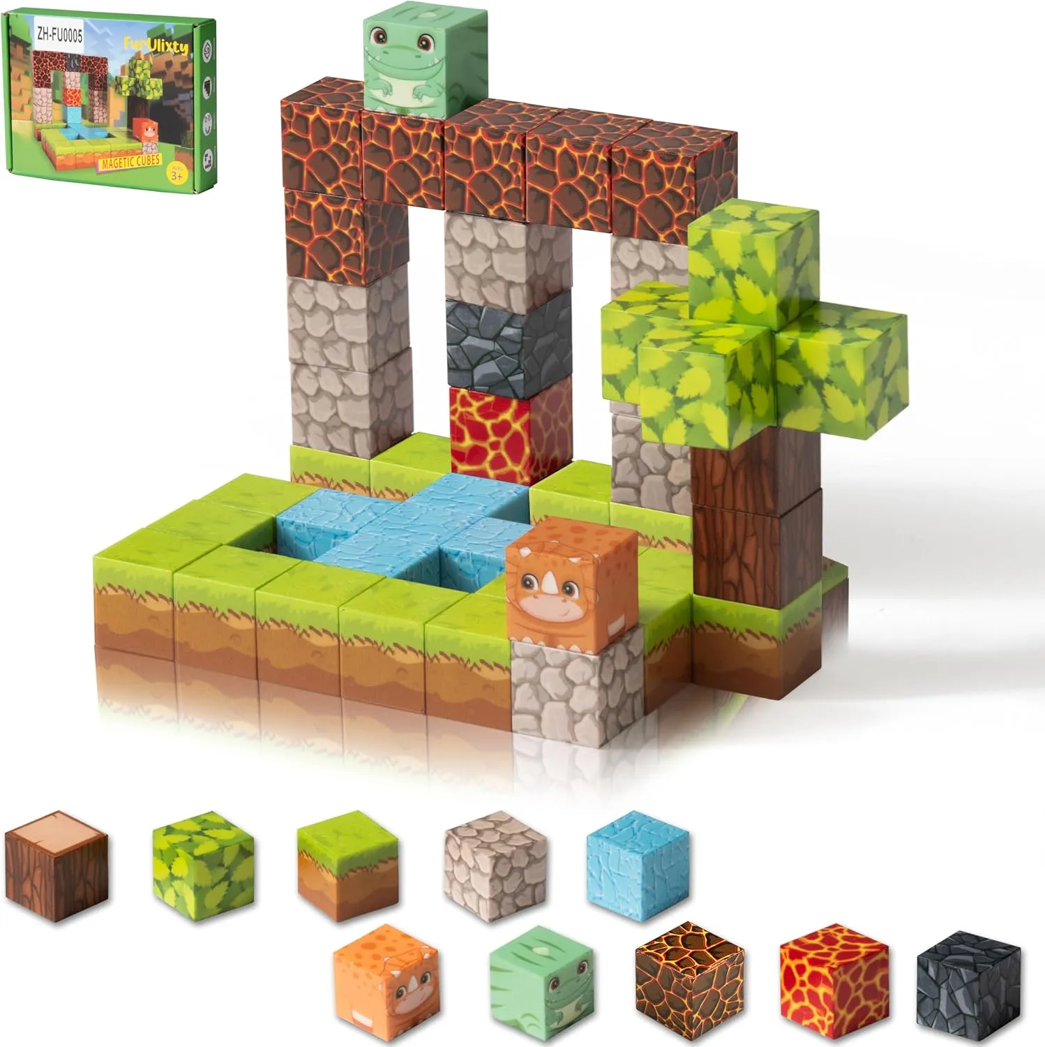 Magnetic Blocks Building Toys for Kids Ages 3 ,Build 3D Magnetic Building Blocks Set Upgraded Learning Kit Kids Build Cubes, Montessori Sensory Toys & Educational(46pcs)
