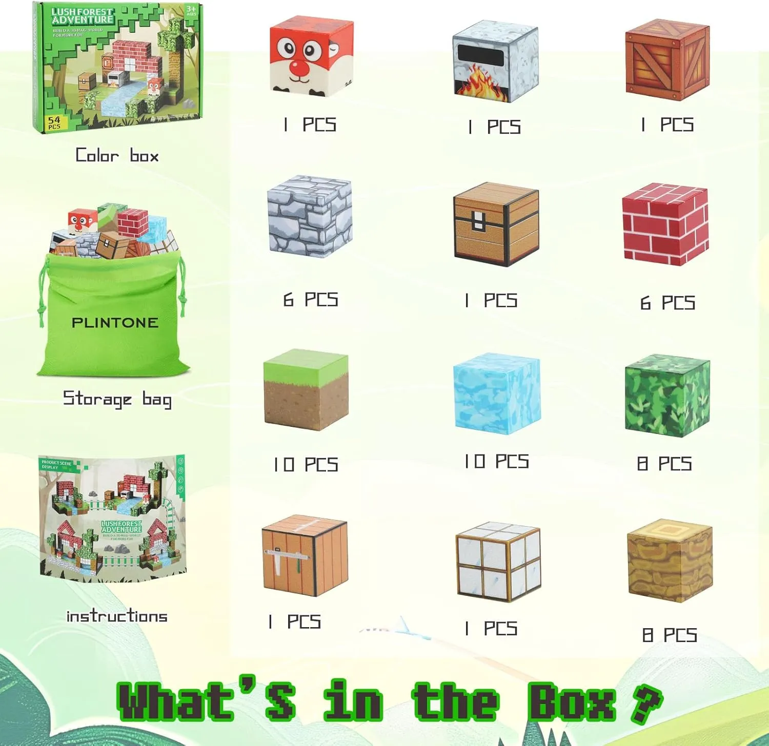 Magnetic Blocks - Magnet Building Cube Game, Jungle Expedition Building Blocks Set for Kids Ages 3 , STEM Montessori Stacking Toy, Sensory Tiles Building Gift for Toddlers