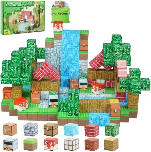 Magnetic Blocks - Magnet Building Cube Game, Jungle Expedition Building Blocks Set for Kids Ages 3 , STEM Montessori Stacking Toy, Sensory Tiles Building Gift for Toddlers