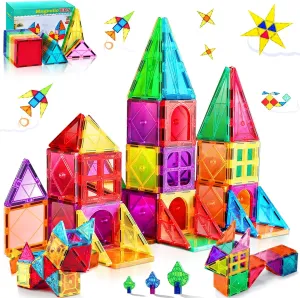 Magnetic Building Blocks 3D Colorful Magnetic Tiles for Kids Ages 3-8, 34 Pieces, STEM Educational Construction Toys for Toddlers Boys Girls, Christmas Gifts