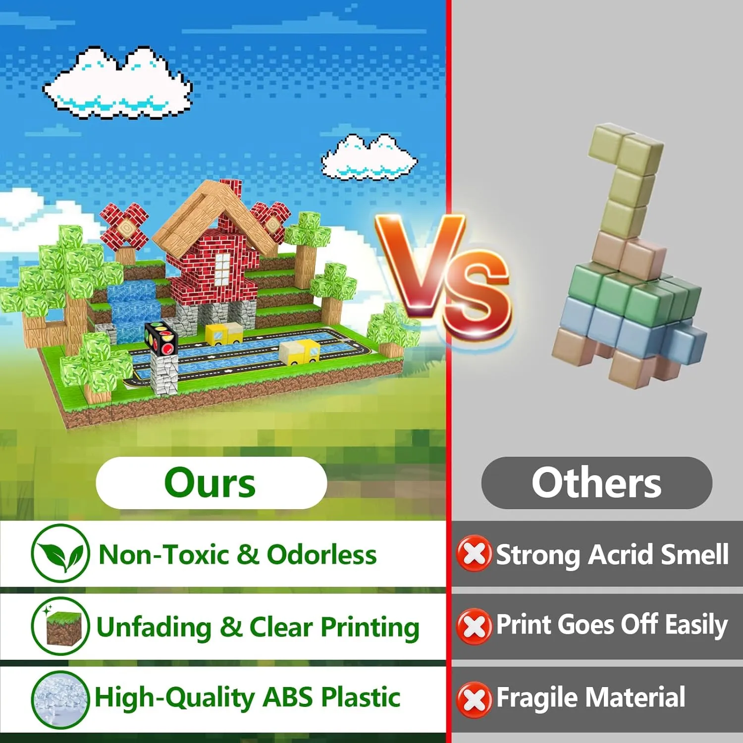 Magnetic Building Blocks for Kids Ages 4-8,Magnet STEM Sensory Toys-Tiles Road Track, Mine World Build Set, Christmas Birthday Gifts Toy