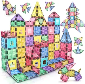 Magnetic Building Tiles 120 PCS Magnets Stacking Kids Toys STEM Sensory Games Educational Construction Toys Christmas Toy Gift for Boys and Girls 3 4 5 6 7 8 9 Year Old