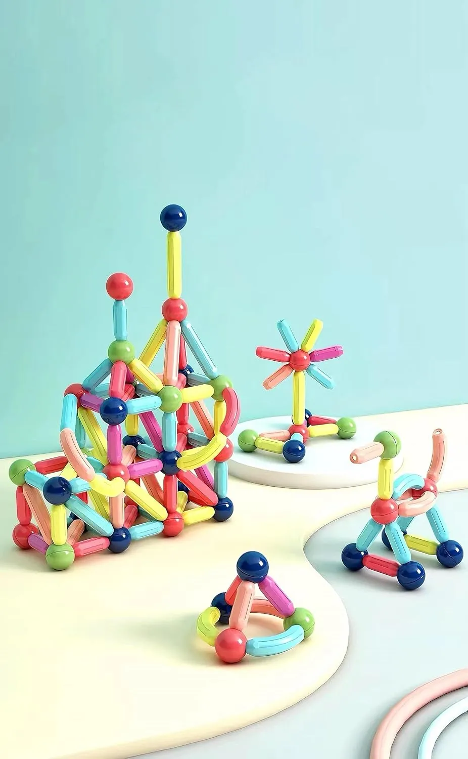 Magnetic Building Toys Colorful DIY STEM Educational Sensory Toy Building Blocks Sticks for Ages 3  Year Old Children Boy Girl Educational Construction Toy 3D 108 PCS
