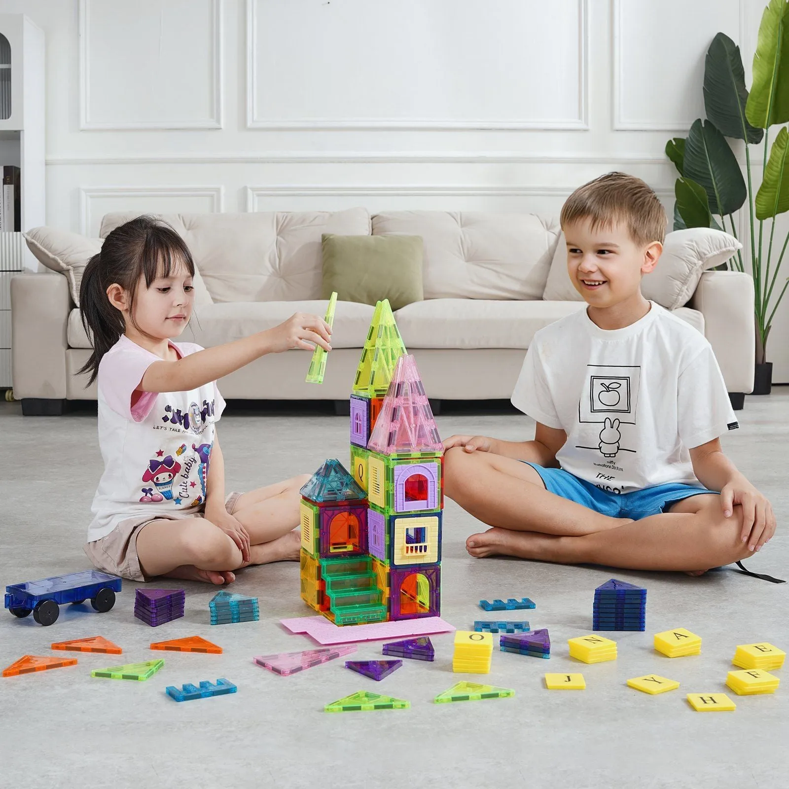 Magnetic Tiles Magnetic Building Toy 121 PCS Magnet Blocks for Kids 3D Set