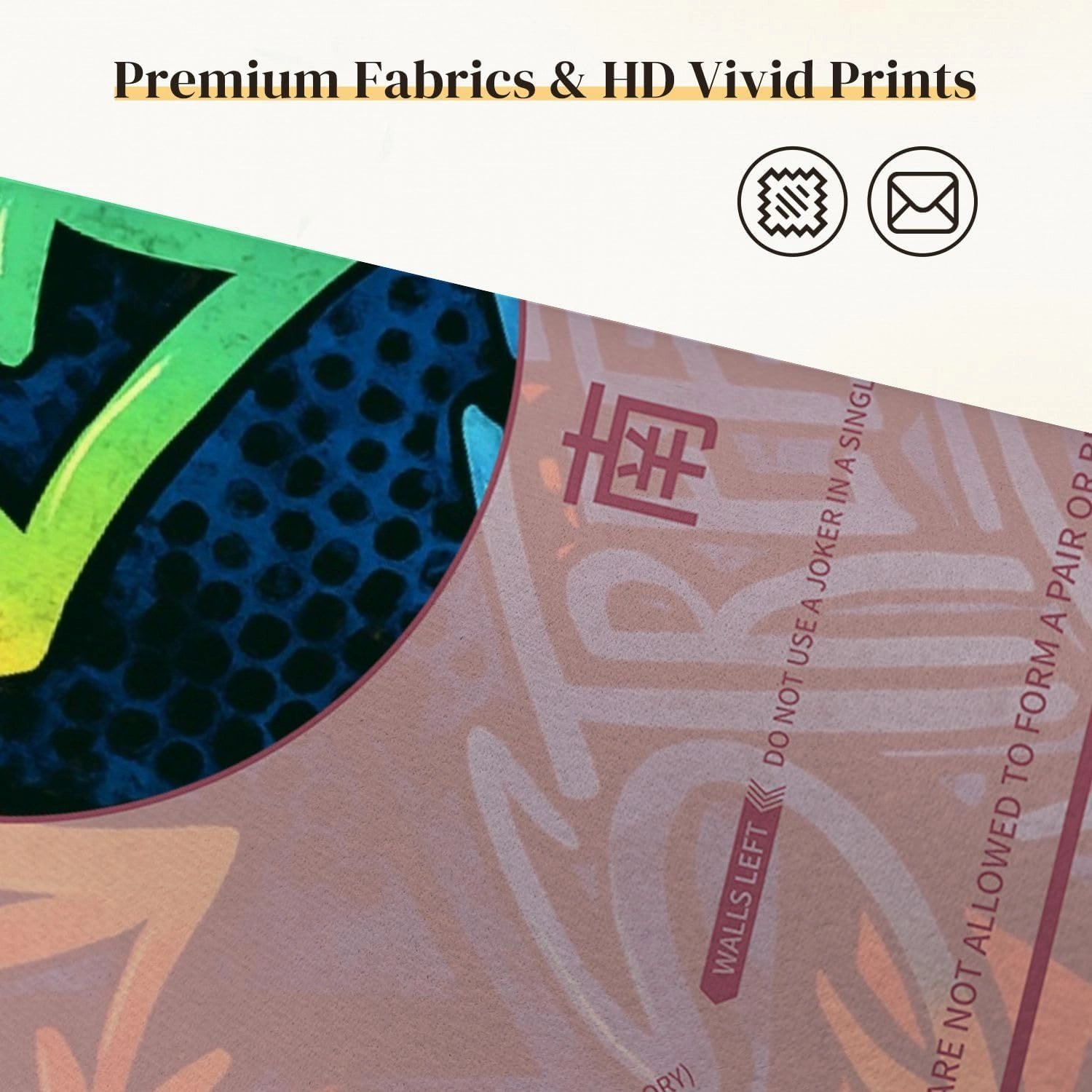 Mahjong Mat for Table Abstract bright graffiti bricks paint drips words graffiti style 31.5" x 31.5" Non-Slip Noise-Reducing Game Mat Premium Mahjong Accessories for Poker Dominoes Board Games